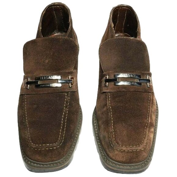 Versace Italy Classic V2 Dress Shoes Brown Suede Bit Loafers Ankle Boots Men's 9 - Picture 8 of 13